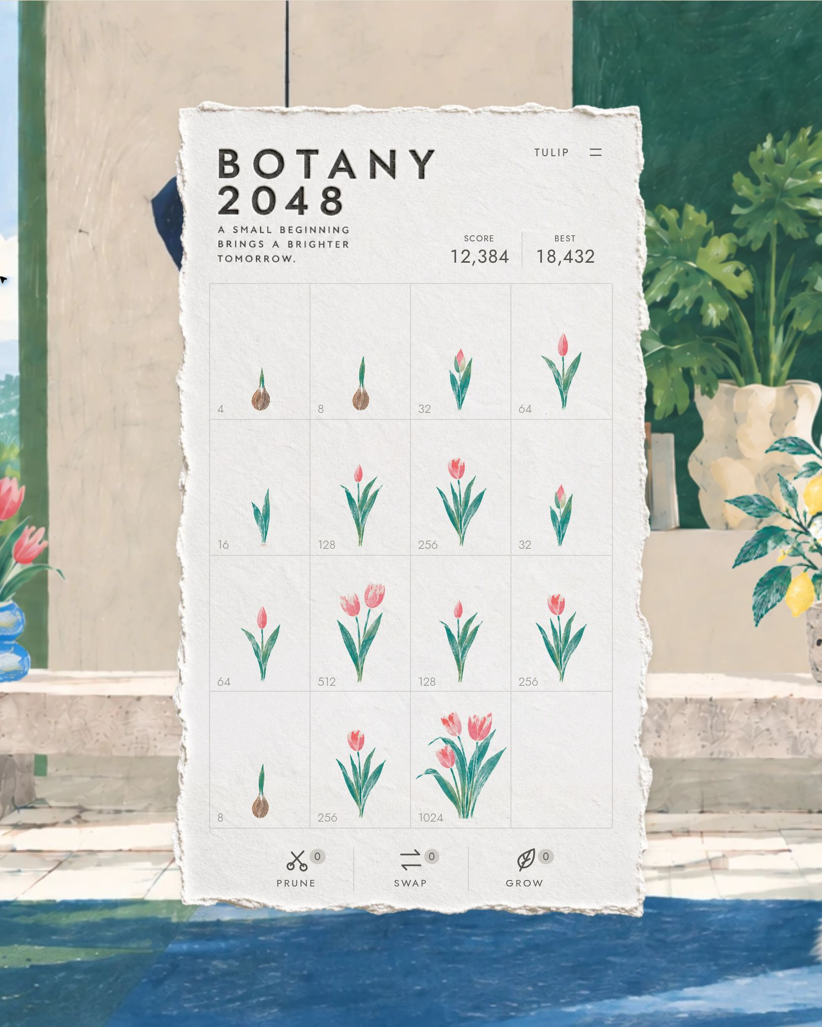 BOTANY 2048 gameplay