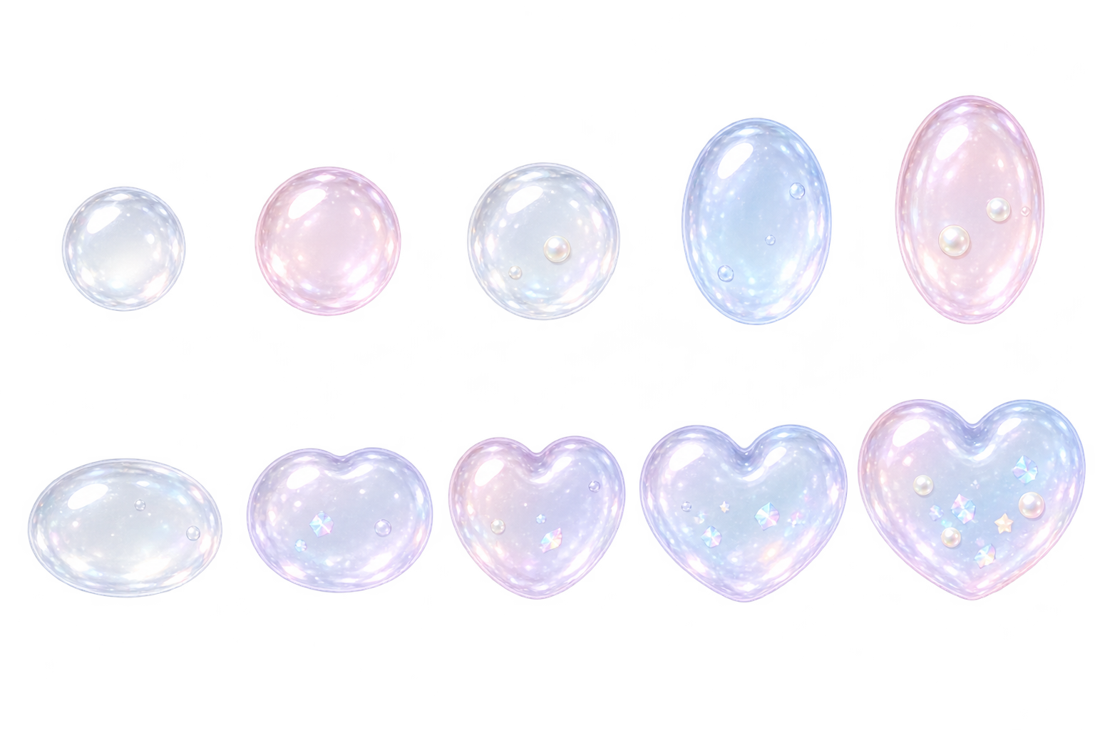 Translucent jelly gems growing into hearts